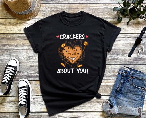 Crackers about You Valentines Day T-Shirt, Biscuit Heart Shirt, Valentine Gift, Funny Biscuit Pullover