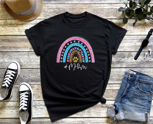 Rainbow Mom Dogs T-Shirt, Mother's Day Tee, Pet Owner Gift, Dog Mama Shirt, Gift for Dog Mom
