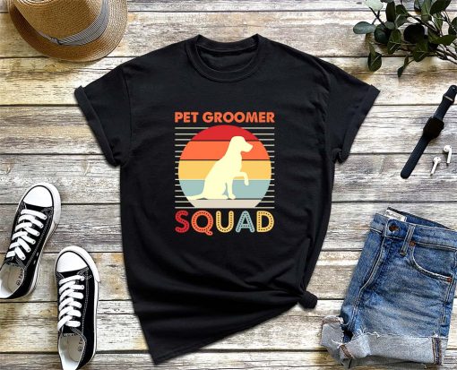 Pet Groomer Squad Cute T-Shirt, Funny Retro Dog Grooming Shirt, Dog Groomer Gift