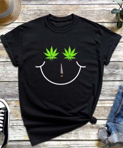 Marijuana Smiley Face T-Shirt, Weed Makes Me Happy, Cannabis Shirt, Cute Smoking Weed Tee