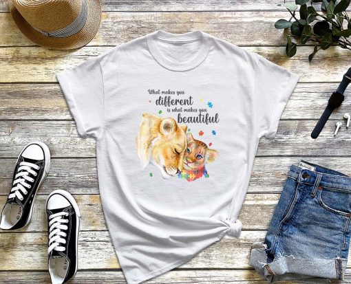 What Makes You Different Lion Mom Autism Child Awareness T-Shirt, Autism Awareness Shirt, Support Autism Gift
