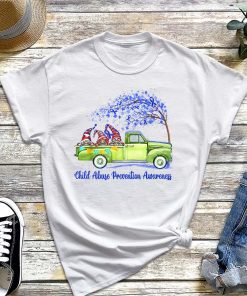 Child Abuse Prevention Awareness T-Shirt, Gnomes Riding Truck Shirt, Stop Child Abuse, Blue Ribbon Shirt