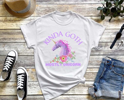 Kinda Goth Mostly Unicorn T-Shirt, Funny World Goth Day Shirt, Unicorn Goth, Pastel Goth Shirt, Unicorn Tee