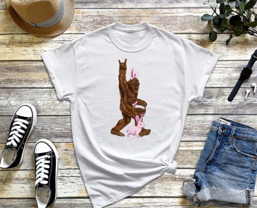 Easter Bigfoot Bunny in a Basket Is Funny for Sunday T-Shirt, Bunny Shirt, Easter Bigfoot Lover Gift