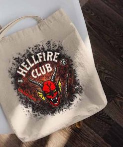 Hellfire Club Skull & Weapons Tote Bag, Hellfire Club Bag, Dungeons and Dragons Bag, Stranger Things Season 4, Canvas Tote Bag