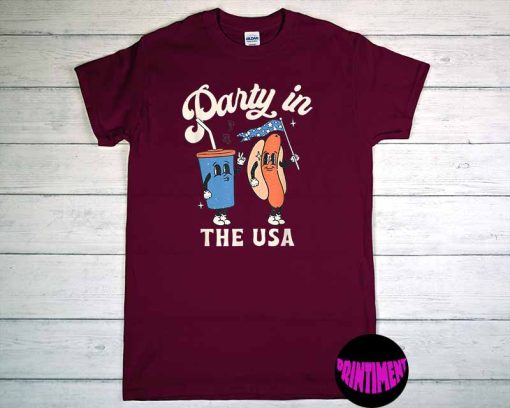 4th of July Shirt, Retro Party in the USA Tee, American Flag Shirt, America Patriotic T-Shirt, Independence Day, Retro Funny Fourth Tee