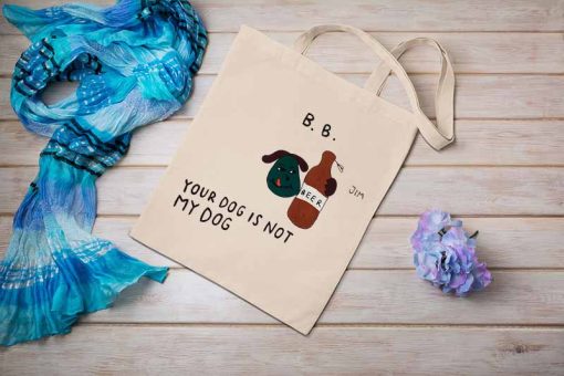 Beer Your Dog Is Not My Dog Tote Bag, Taehyung BTS Bag, BTS Kpop Music, BTS Airport Outfit, Cotton Canvas Tote Bag