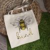Bee Kind Tote Bag, Cute Bee Feminist Bee Puns, Kindness Be Kind Tote Bag, Bee Puns for Beekeeper, Canvas Tote Bag