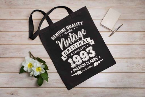 Born in 1993 Vintage Birthday Tote Bag, 29 Years Old, Made In 1993 Limited Edition Tote Bag