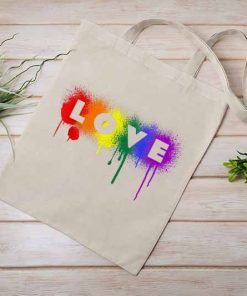 Love Rainbow Pride Tote Bag, Celebrate Pride Month with Love LGBT Pride Rainbow, LGBT, Love Is Love Canvas Tote Bag