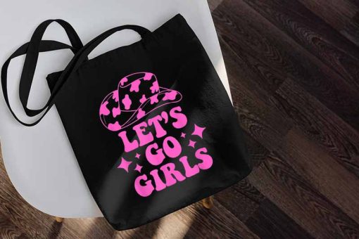 Let's Go Girls Cowboy Hat Tote Bag, Cowboy Hat, Nashville Bag, Western Cowboy Tote, Nashville Bride Bachelorette Tote Bag