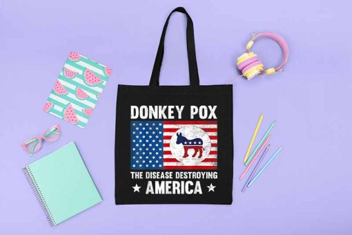 Donkey Pox the Disease Destroying America Tote Bag, Funny Anti Biden Bag, Conservative Bag, Democratic Party Logo, Canvas Tote
