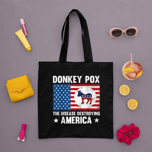 Donkey Pox The Disease Destroying America Tote Bag, Funny Anti Biden Bag, Patriot, Republican Bag, Funny 4th Of July Tote Bag