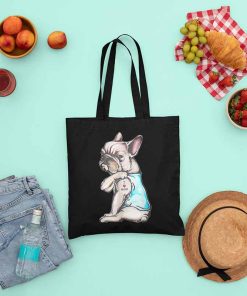 I Love Mom Tote Bag, Bulldog, Mom Bag, Mother’s Day Gift, Funny French Bulldog, Tote Bag for You and Your Family