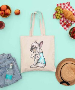 I Love Mom Tote Bag, Bulldog, Mom Bag, Mother’s Day Gift, Funny French Bulldog, Tote Bag for You and Your Family