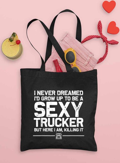 Funny Truck Driver Tote Bag, Women Trucking Lover Bag, Truck Driver, Lady Truck Driver, Shopping Bag, Canvas Tote