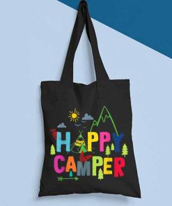 Happy Camper Canvas Tote Bag, Canvas Bag for Traveling, Bag for Camping, Eco Friendly Tote Bag, Nature Lover Gift