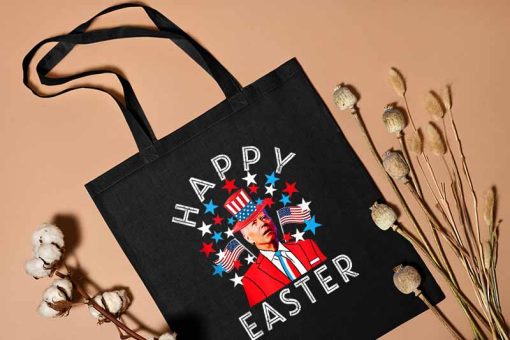 Happy Easter Joe Biden Tote Bag, 4th of July, Independence Day, American Flag Bag, Joe Biden Confused, Unique Canvas Tote