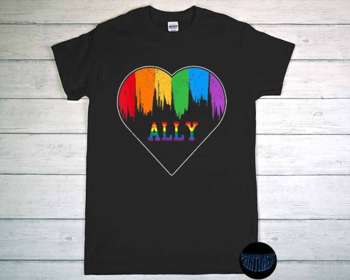 Hearts LGBT Equality Love LGBTQ Rainbow Flag Gay Pride Ally T-Shirt, LGBT, Love is Love, Human LGBT Shirt, Pride Tee