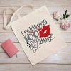I'm Kissing 100 Days Goodbye Tote Bag, 100th Day of School Bag, One Hundred Days of School, Canvas Tote Bag