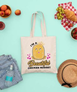 I’m A Beautiful Chicken Nugget Tote Bag, Love Chicken Nuggets Tote Bag, Birthday Bag Kids, Funny Food