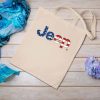 Jeep Flag Wordmark Logo Tote Bag, Jeep Pride Logo Wordmark Canvas Tote Bag, Perfect for Jeep Fans, Jeep Lovers Gift