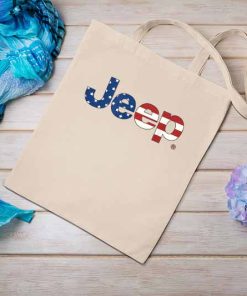 Jeep Flag Wordmark Logo Tote Bag, Jeep Pride Logo Wordmark Canvas Tote Bag, Perfect for Jeep Fans, Jeep Lovers Gift