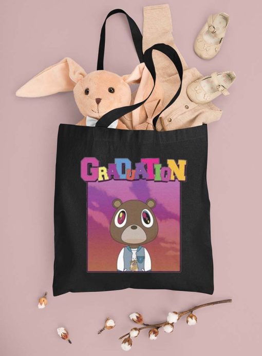 Kanye West Graduation Tote Bag, Graphic Rap Hip-hop Bag, Graduation Bear Kanye, Vintage Graphic Tote Bag