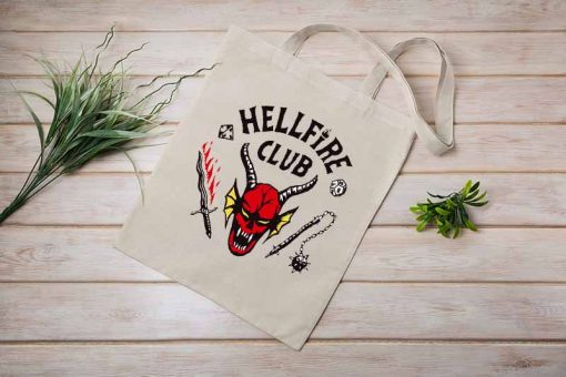 Hellfire Club Tote Bag, Stranger Things Season 4 Bag, Shipping Bag, Hellfire Club Youth 3/4 Ragland, Horror Drama Tote Bag