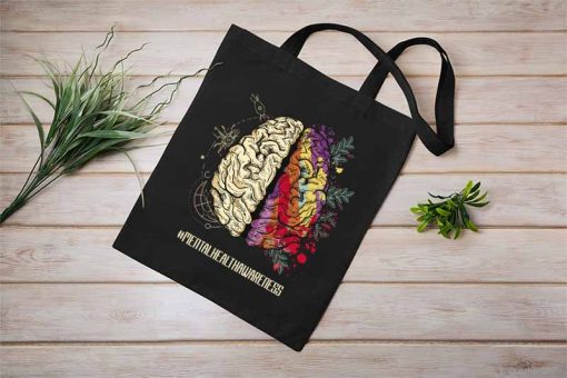 Mental Health Matters Tote Bag, Mental Health Awareness, Floral Brain, Awareness Day Bag, Psychologist Tote Bag, Therapist Gift