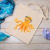 Moody Octopus Tote Bag, Cute Animal Bag, Ocean Octopus Gift, Octopus Tote Bag, Marine Life, Unique Canvas Tote