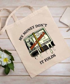 My Money Don't Jiggle It Folds Tote Bag, Funny Viral Tiktok Song, Jiggle Jiggle Bag, Gifts for Music Fan, Unique Canvas Tote