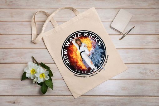 Taekwondo Martial Art Kick Boxing Lover Vintage Tote Bag, New Wave Kicks Bag, Instructor Student Gift, Martial Artist Gift, Canvas Tote Bag