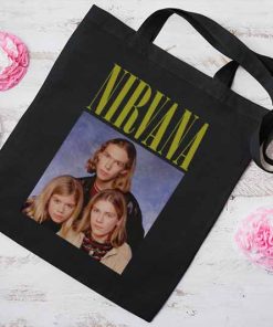 Nirvana Hanson Vintage 90s Tote Bag, Funny Nirvana and Hanson, 90s 1993 Band Tour Bag, Nirvana Hanson Meme Canvas Tote