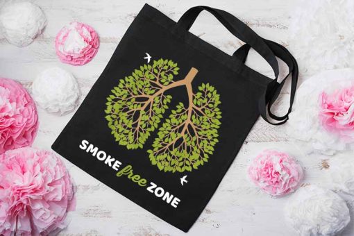 Smoke Free Zone for World No Tobacco Day Tote Bag, No Smoking Bag, Stop Smoking, Cotton Canvas Tote Bag