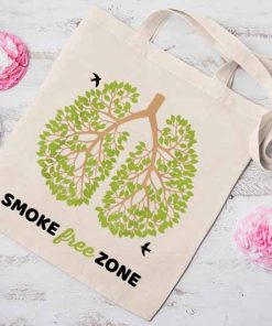 Smoke Free Zone for World No Tobacco Day Tote Bag, No Smoking Bag, Stop Smoking, Cotton Canvas Tote Bag