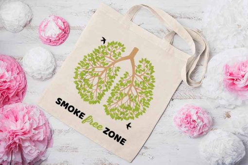 Smoke Free Zone for World No Tobacco Day Tote Bag, No Smoking Bag, Stop Smoking, Cotton Canvas Tote Bag