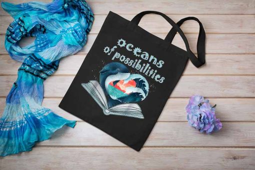 Oceans of Possibilities Tote Bag, Summer Reading 2022 Librarian Bag, Ocean Tote Bag, Beach Tote Bag, Birthday Gift, Sea Animals