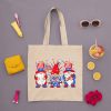 Cute Three Gnomes Tote Bag, 4th of July, Gnomes Patriotic American Flag Bag, USA Gnome Tote Bag, Independence Day Gift