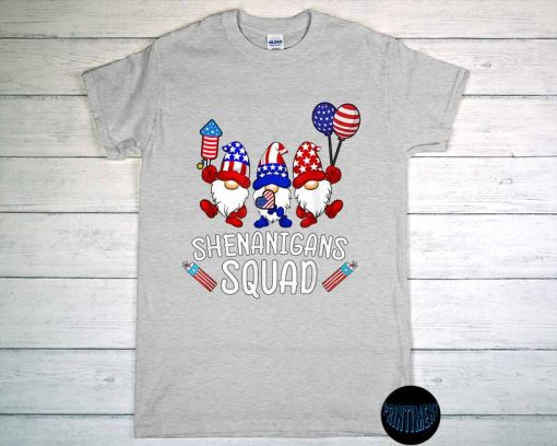 Shenanigans Squad T-Shirt, Happy 4th Of July, Gnomes USA, Independence Day T-Shirt, Patriotic Gnomes Shirt
