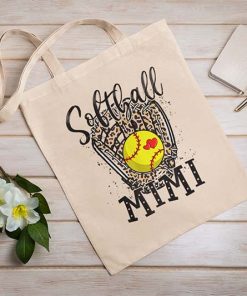 Softball Mimi Leopard Game Day Softball Tote Bag, Mom Softball, Softball Shoulder Bag, Softball Tote Bag for Grandma