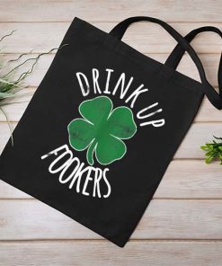 St Patrick’s Day Drink Up Fookers Beer Tote Bag, Beer Drinking Bag, Four Leaf Clover, Beer Party Bar Drink Tote Bag