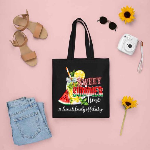 Sweet Summer Time Tote Bag, Lunch Lady Off Duty, Bleached Bag, Beach Lover, Summer Vacation Tote, Sweet Summertime Watermelon Tote Bag