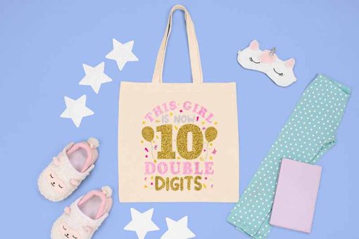 This Girl Is Now 10 Double Digits Tote Bag, 10th Birthday Bag, 10 Years Old Bag, 10th Birthday for Girls Tote Bag