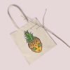 Tropical Fruit Hawaiian UFO Tote Bag, Green Eyed Alien Pineapple Skull Bag, Alien UFO, Pineapple Tote Bag, UFO Day 2022