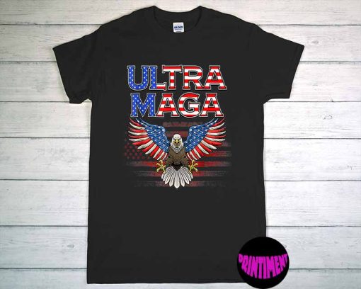Ultra Maga US Flag Shirt, America Patriot T-Shirt, Memorial Day Shirt, Funny Trump Biden, Republican Shirt, MAGA King Tee