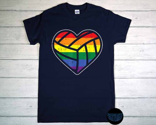 Volleyball Heart Sport LGBTQ Rainbow Flag Gay Pride Ally T-Shirt, LGBT Respect Shirt, Equality, Pride Month Shirt, Rainbow Tee