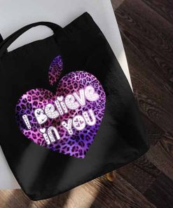 I Believe In You Leopard Tote Bag, Motivational Testing Day Teacher Bag, Teacher Life, State Exam Canvas Tote Bag