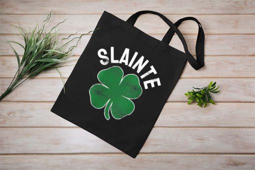 Slainte St. Patrick’s Day Tote Bag, Irish Shamrock Bag, Womens Irish, Funny Beer Drinking Tote Bag