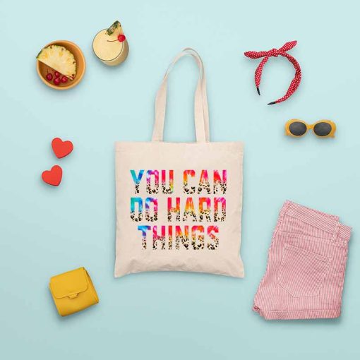 You Can Do Hard Things Leopard - Motivational Testing Day Tote Bag, Funny Testing Bag, Teacher Life, Teachers Test Day, State Testing Tote Bag